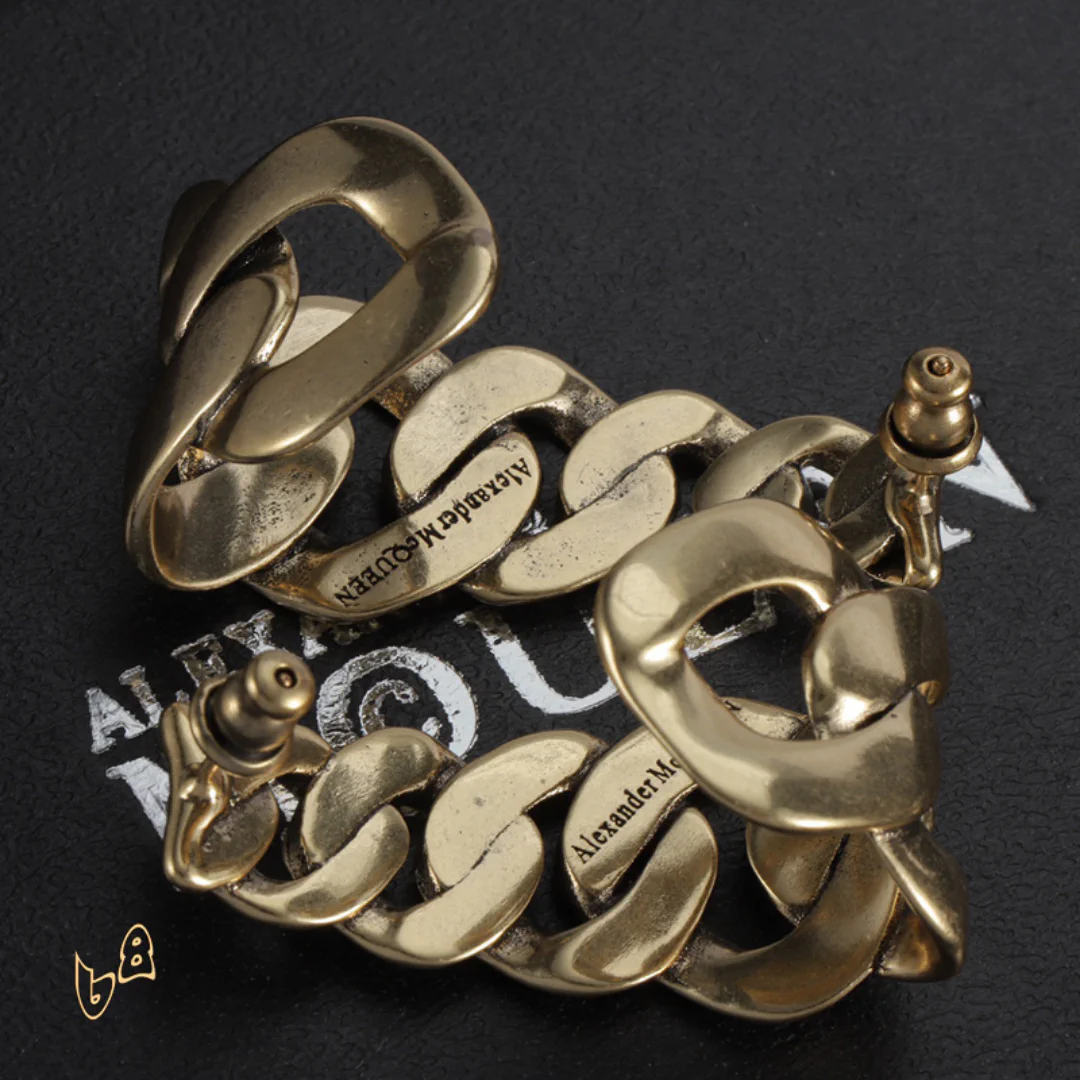 McQueen Chain-Shaped Hoop Earrings - MCQ0021 - Image 2