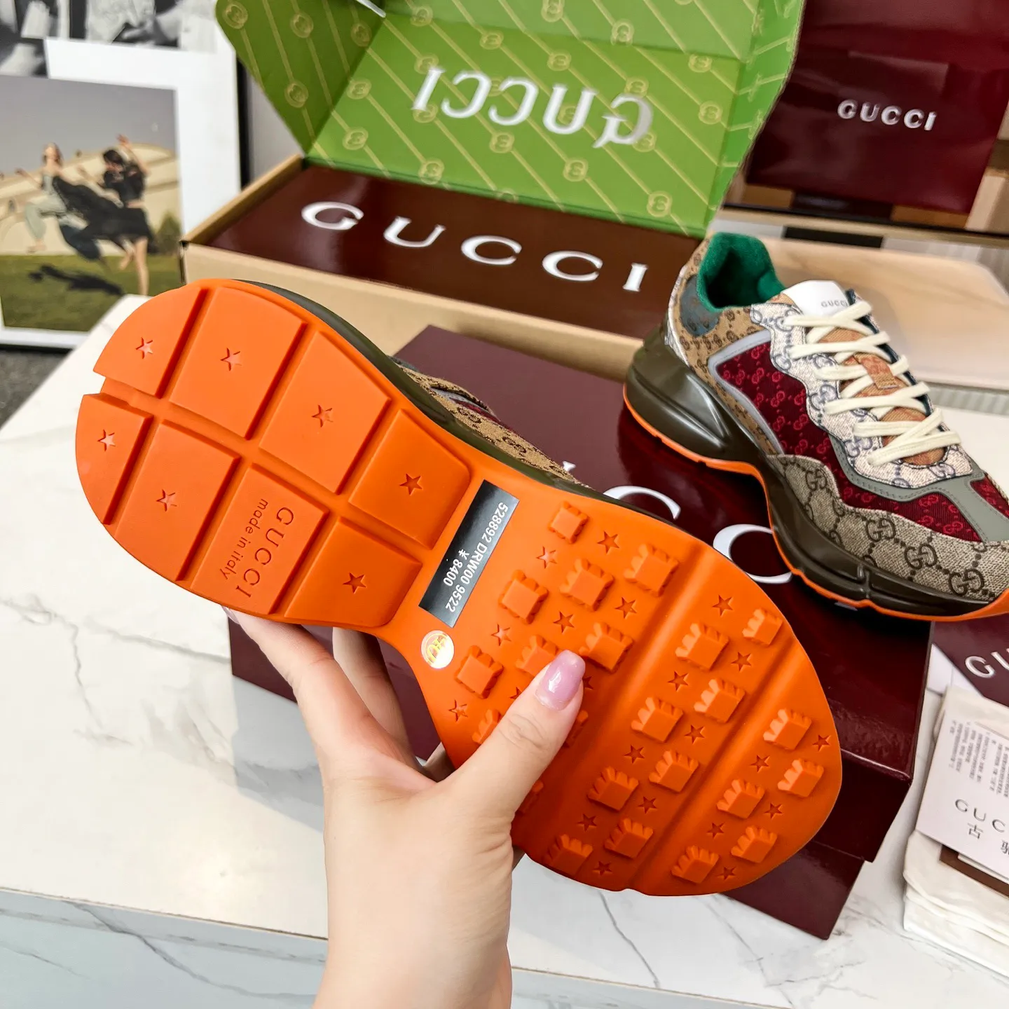 GG Rhyton Canvas 'Beige Brick Red' Shoes Sneakers – nk0004940 - Image 11