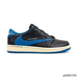 Fragment x Travis Scott x AJ 1 Low 3.0 "Black and White Blue" Shoes Sneakers – nk0005308
