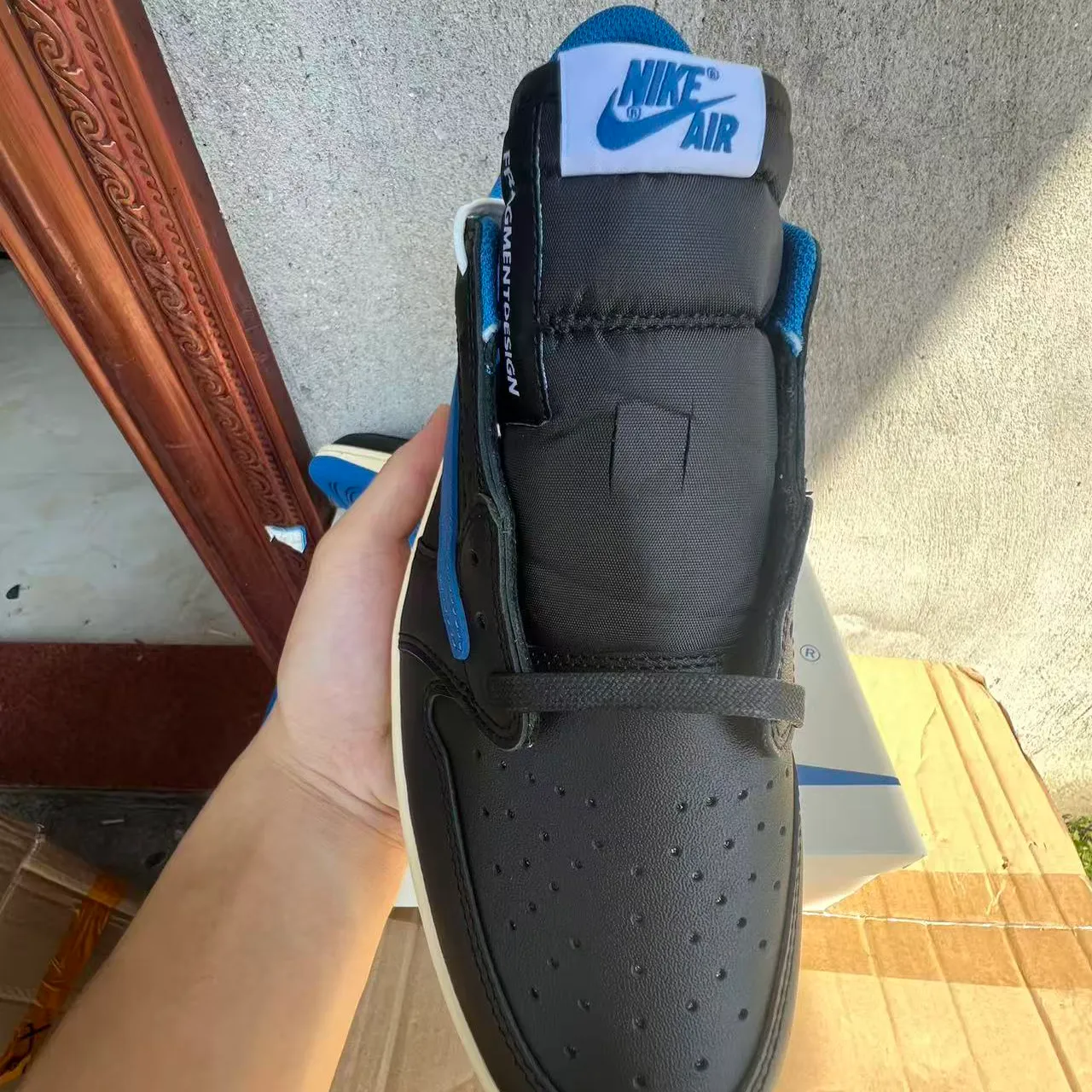 Fragment x Travis Scott x AJ 1 Low 3.0 "Black and White Blue" Shoes Sneakers – nk0005308 - Image 5