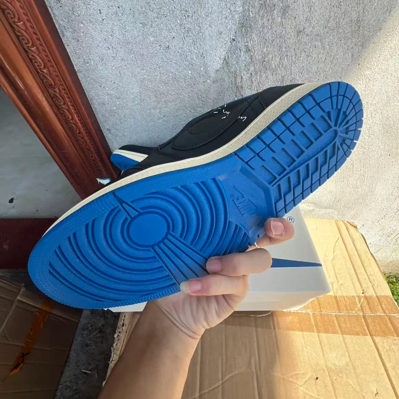 Fragment x Travis Scott x AJ 1 Low 3.0 "Black and White Blue" Shoes Sneakers – nk0005308 - Image 8
