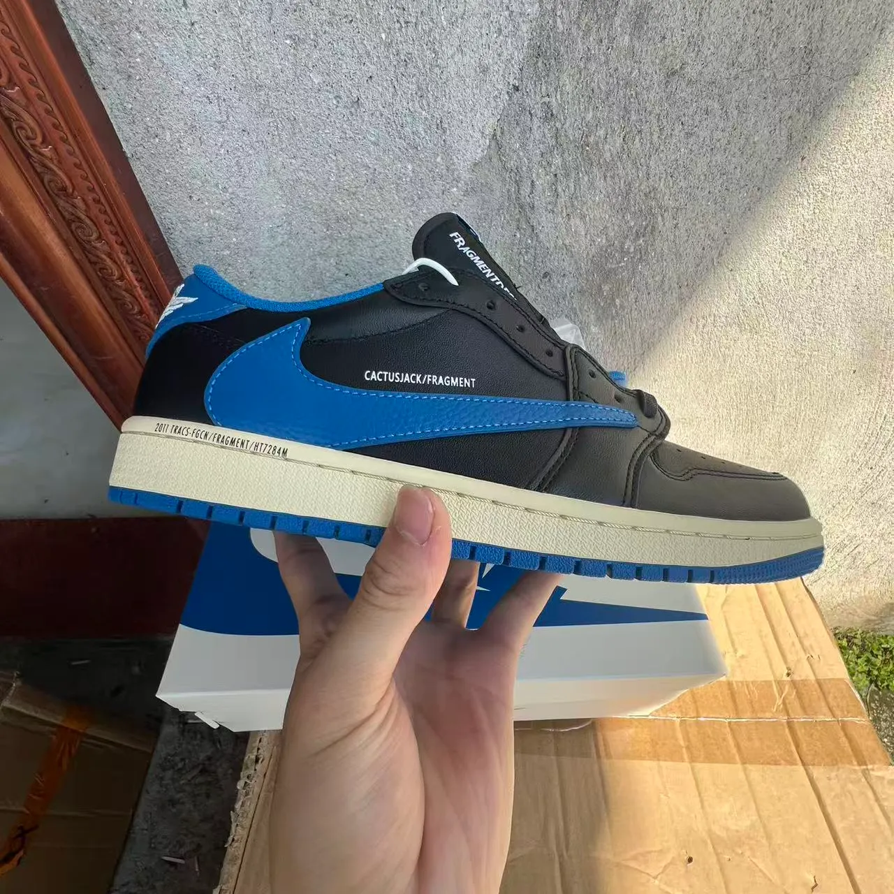 Fragment x Travis Scott x AJ 1 Low 3.0 "Black and White Blue" Shoes Sneakers – nk0005308 - Image 9