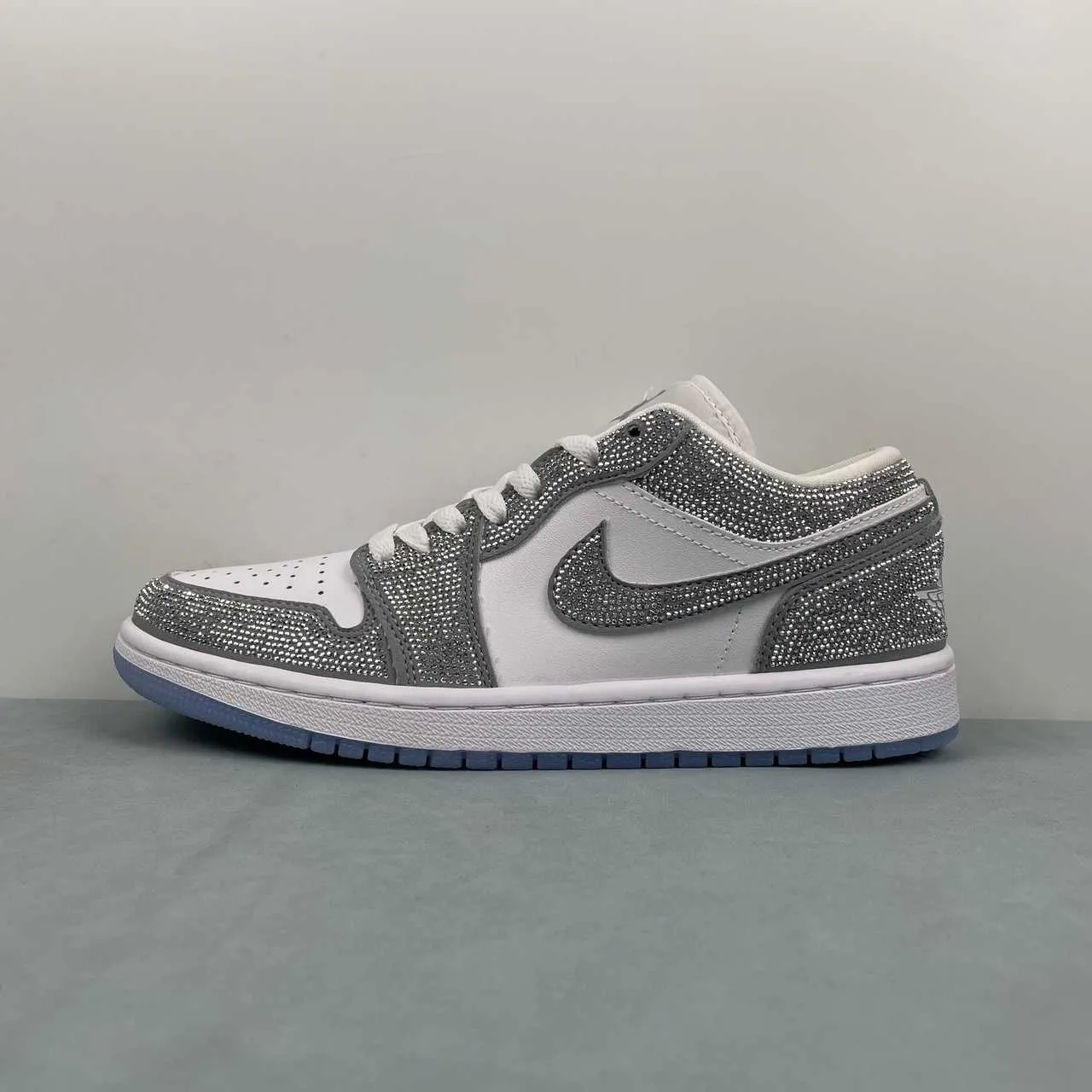 AJ 1 low customized with silver Swarovski crystal Shoes Sneakers – nk0005309 - Image 3