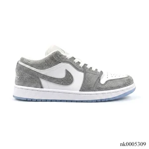 AJ 1 low customized with silver Swarovski crystal Shoes Sneakers – nk0005309
