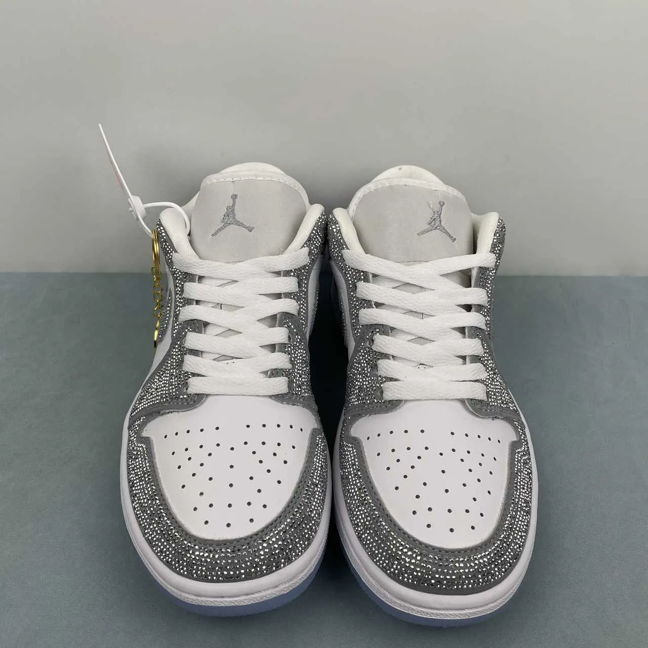 AJ 1 low customized with silver Swarovski crystal Shoes Sneakers – nk0005309 - Image 6