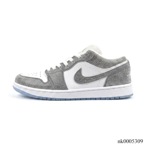 Alternative view of AJ 1 low customized with silver Swarovski crystal Shoes Sneakers – nk0005309
