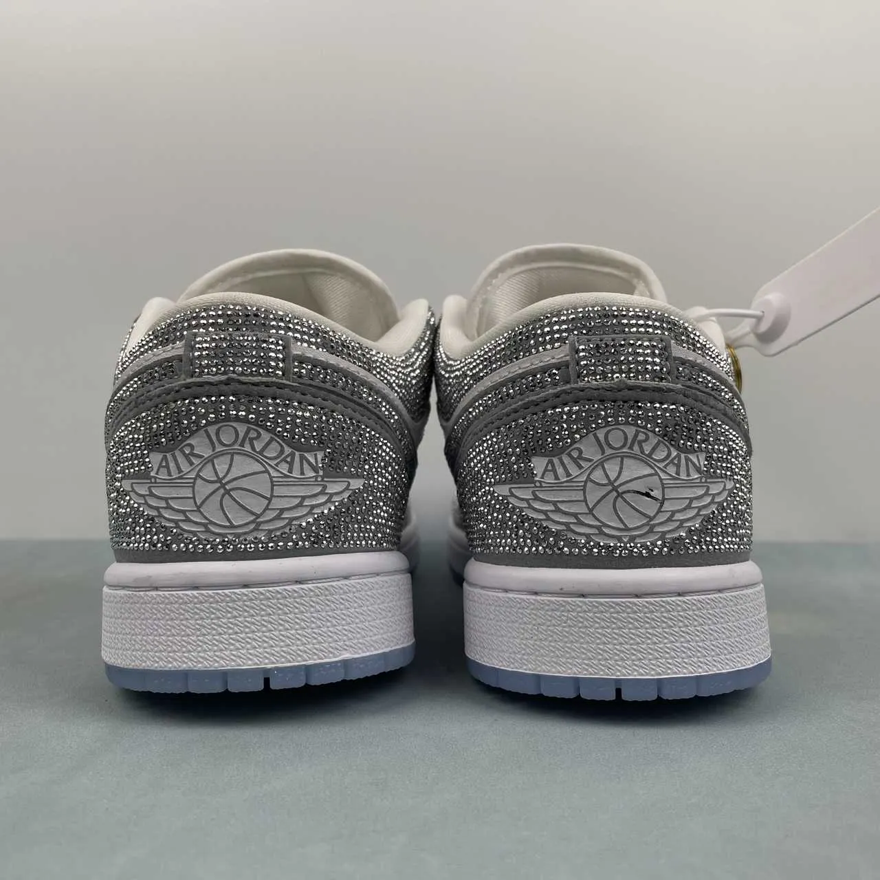 AJ 1 low customized with silver Swarovski crystal Shoes Sneakers – nk0005309 - Image 7