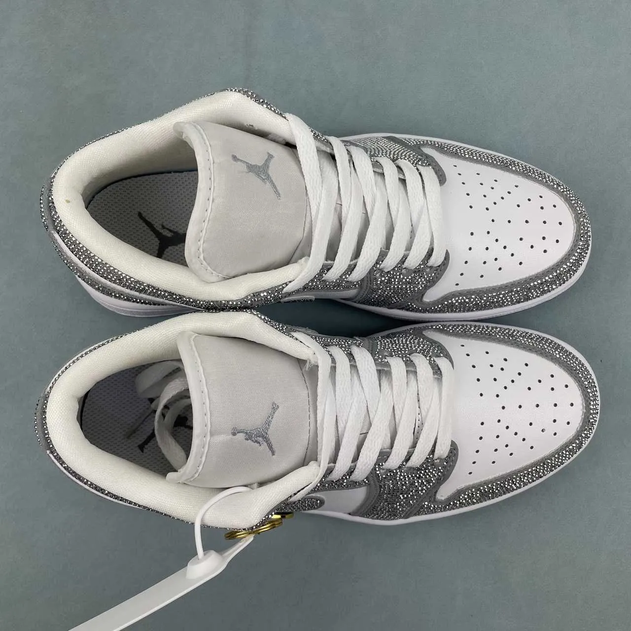 AJ 1 low customized with silver Swarovski crystal Shoes Sneakers – nk0005309 - Image 8