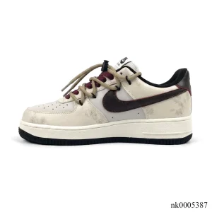 Alternative view of AF 1 Cream and Burgundy Shoes Sneakers - nk0005387