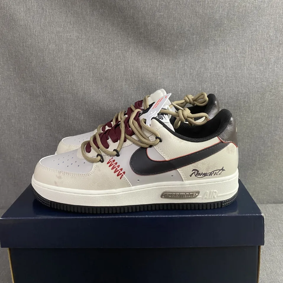 AF 1 Cream and Burgundy Shoes Sneakers - nk0005387 - Image 4