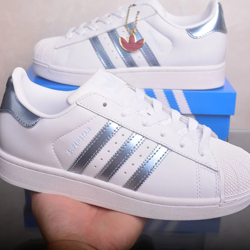 AD Superstar White Silver Metallic Shoes Sneakers - nk0005445 - Image 11