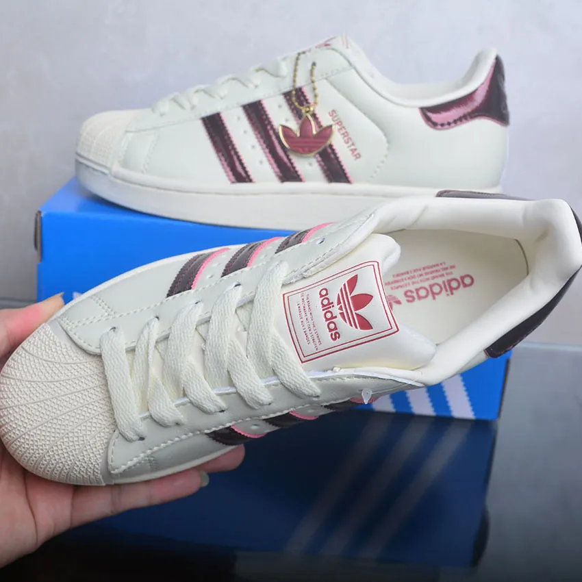 AD Superstar II Off White / Maroon / Gold Metallic Shoes Sneakers - nk0005446 - Image 11