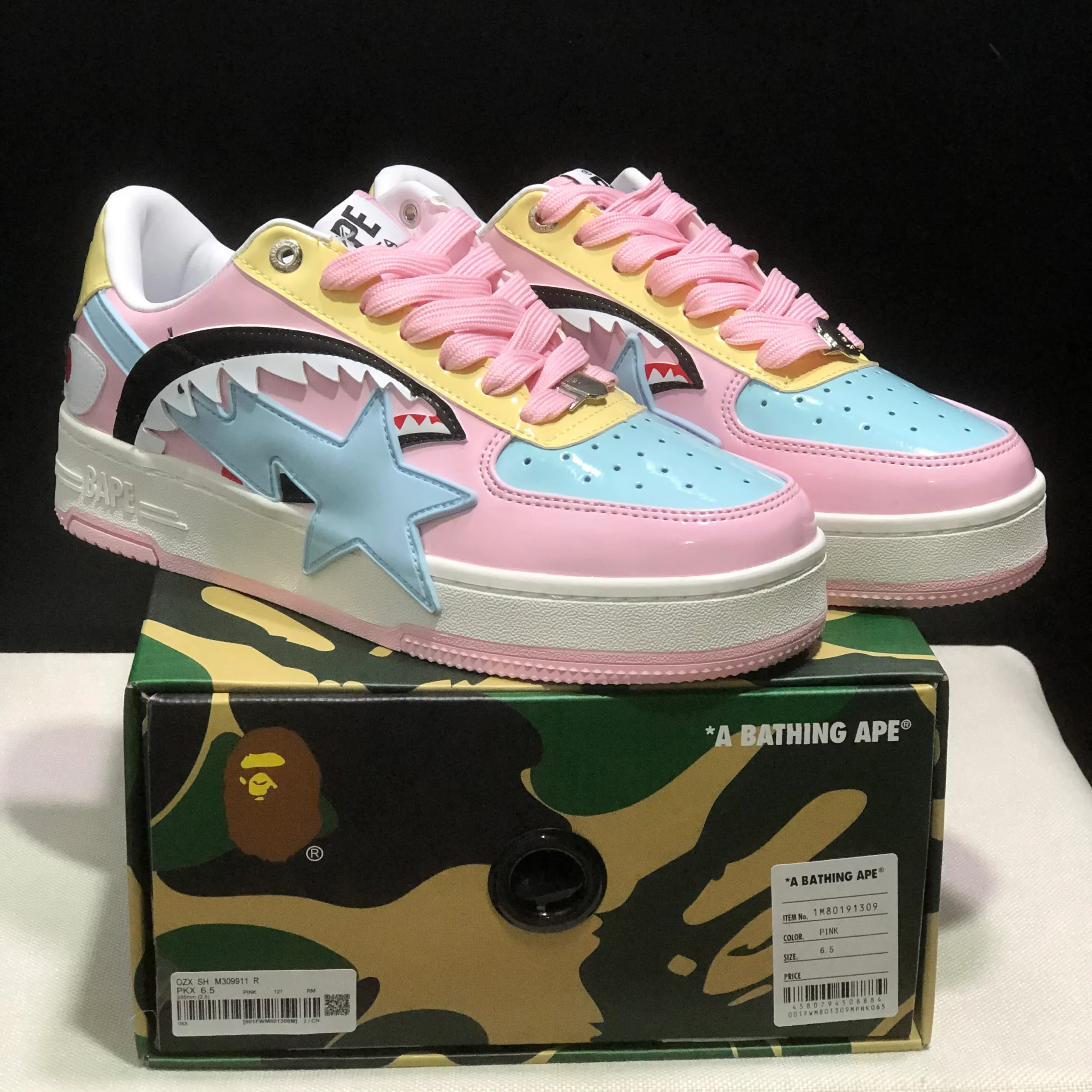 Bapesta Low M1 'Shark Face - Pink' Shoes Sneakers - nk0005527 - Image 10
